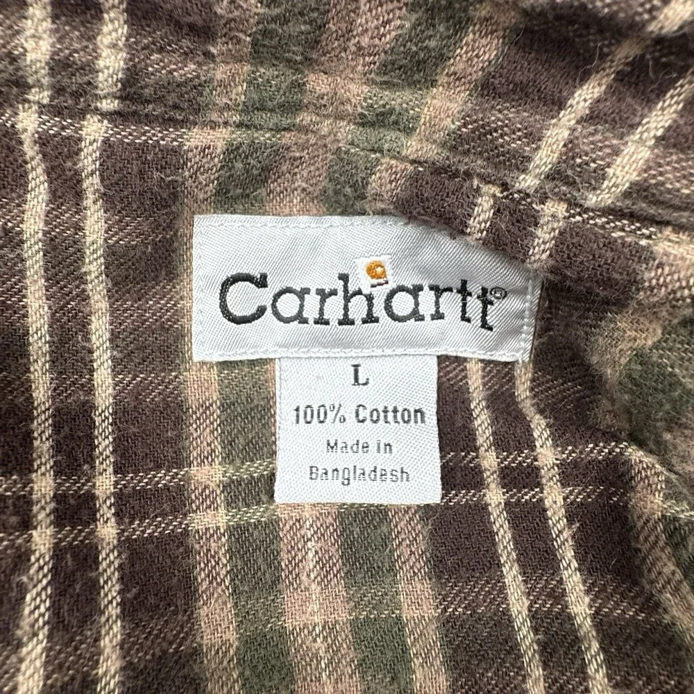 Carhartt S296 MOS Canvas Shirt Jacket Men's Large Moss Green‎ Flannel Lined